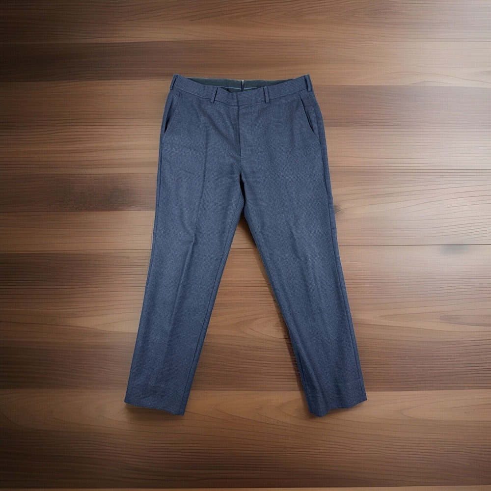 Brooks Brothers Pants Mens Blue Flat Front Straight Leg Regent Wool 34X30